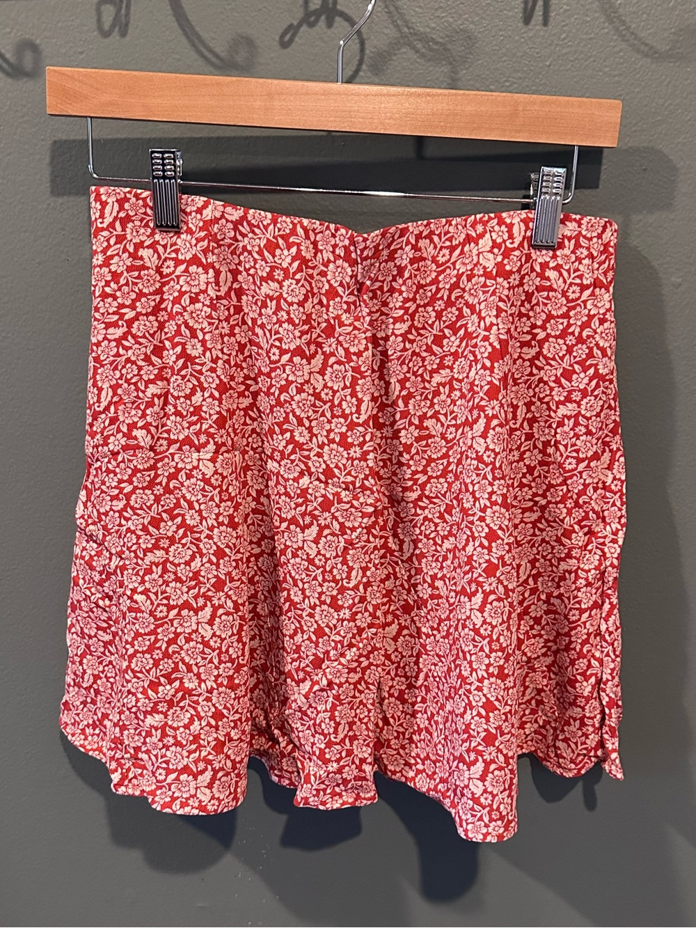 AE Red Floral A-Line Skirt
